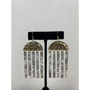 Geometric Gold/Shell Dangle Earrings